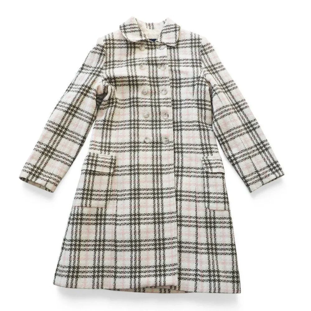 Burberry Vintage‎ Nova Check Floral Liner Trach Coat Cream / Pink Youth 12 RARE